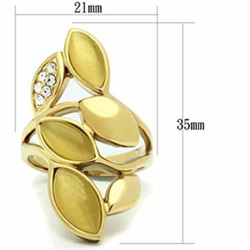 Brass Gold Cat Eye Marquise Leaf Cluster Cocktail Ring view 4
