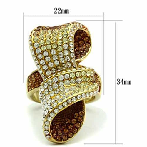 Brass Gold Champagne Topaz CZ Pave Starfish Bow Cocktail Ring view 4