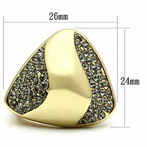 Brass Gold CZ Pave Triangle Dome Cocktail Ring view 4