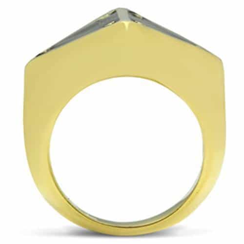Brass Gold Black Enamel Pyramid Triangle Signet Ring view 6