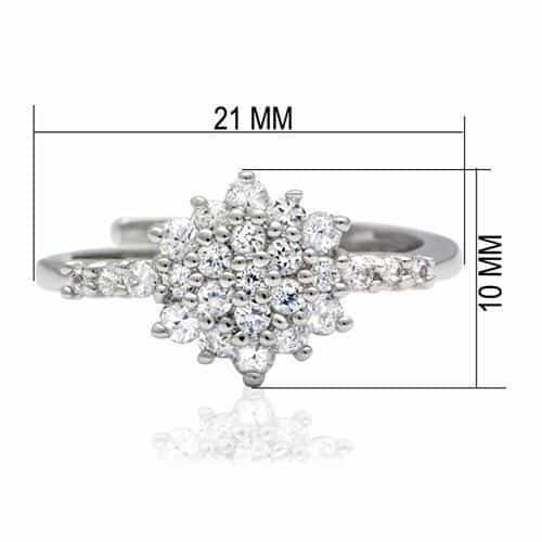 Brass Silver CZ Round Cluster Flower Solitaire Ring view 4