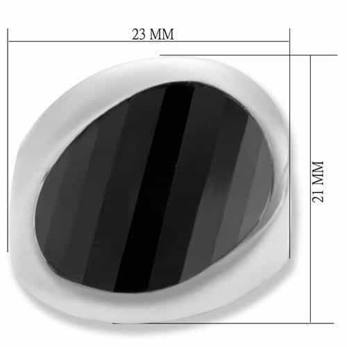 Brass Silver Black Onyx Diagonal Dome Cocktail Ring view 4