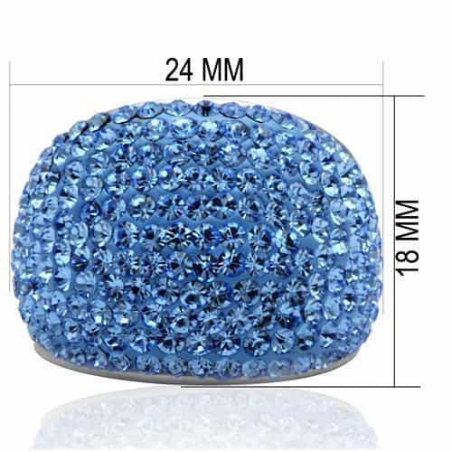 Brass Silver Blue Crystal Pave Dome Cocktail Ring view 4