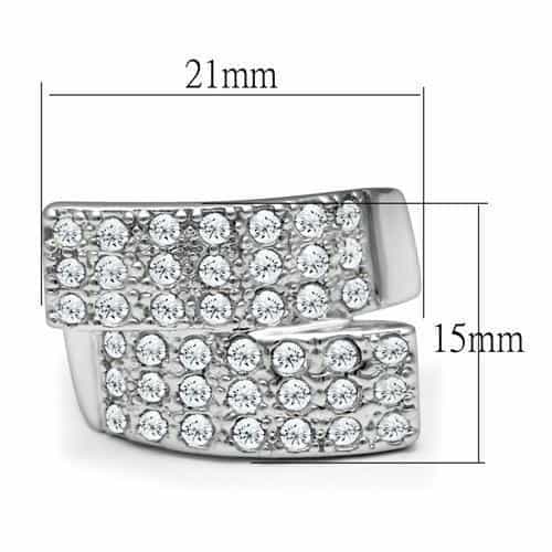 Brass Silver Crystal Pave Wide Crossover Band Ring view 4