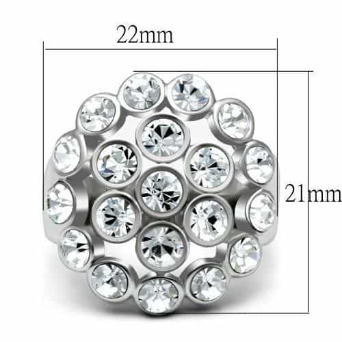 Brass Silver Crystal Bezel Cluster Dome Cocktail Ring view 4