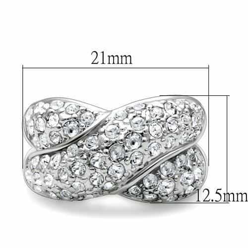 Brass Silver Crystal Pave Wave Crossover Dome Cocktail Ring view 4