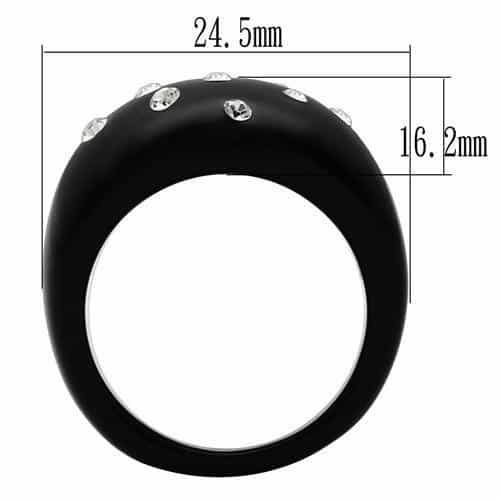 Black Resin Clear Crystal Polka Dot Dome Ring view 6