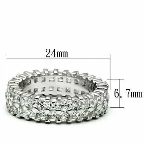 Brass Silver CZ Heart Marquise Double Row Eternity Band Ring view 4