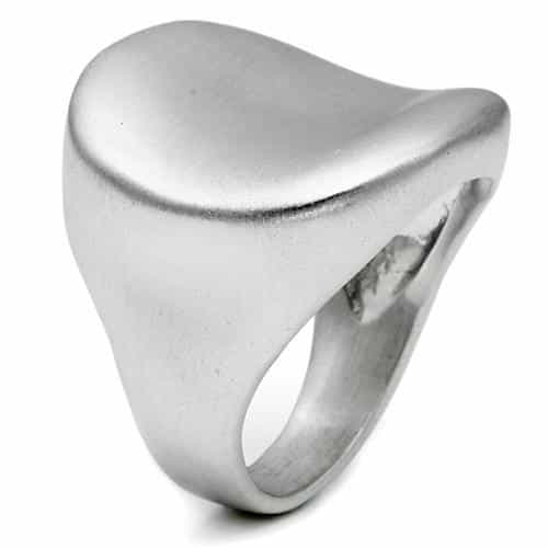 Brass Silver Brushed Satin Smooth Dome Signet Ring view 6