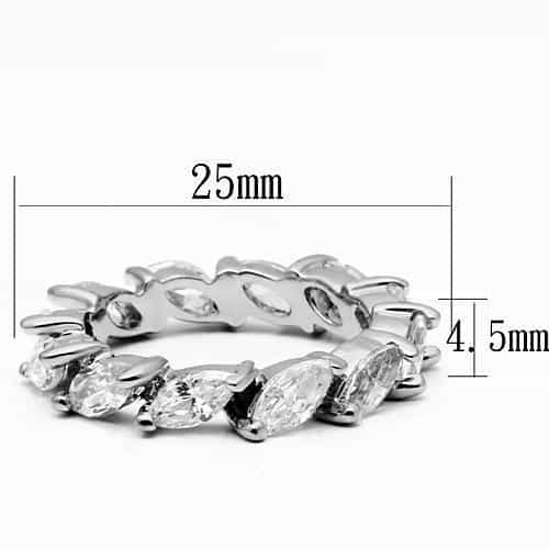 Brass Silver CZ Marquise Leaf Cluster Eternity Band Ring view 4