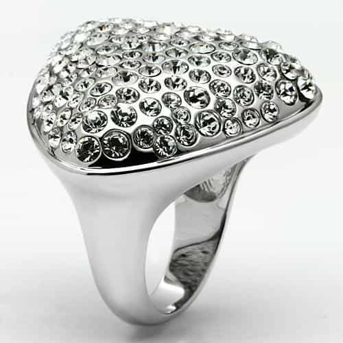 Brass Silver Crystal Bezel Cluster Dome Cocktail Ring LO2515 view 6
