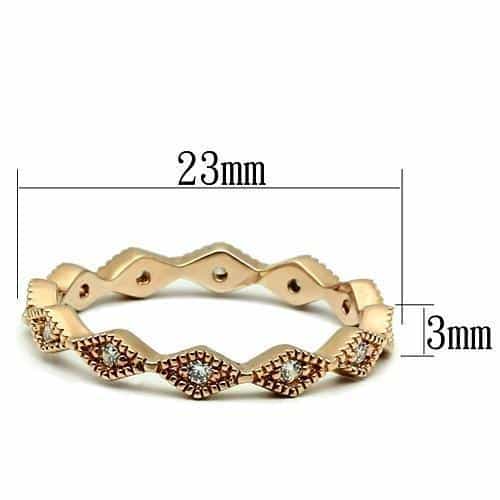 Brass Rose Gold CZ Scallop Edge Stackable Band Ring view 4