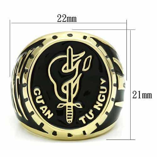Brass Gold Black Enamel Arabic Calligraphy Signet Ring view 4