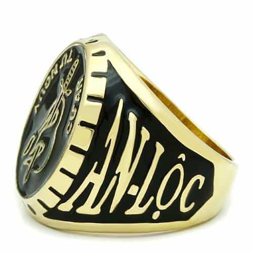 Brass Gold Black Enamel Arabic Calligraphy Signet Ring view 6