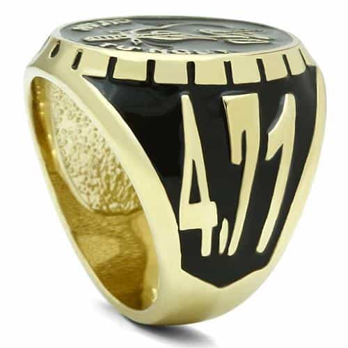 Brass Gold Black Enamel Arabic Calligraphy Signet Ring view 8