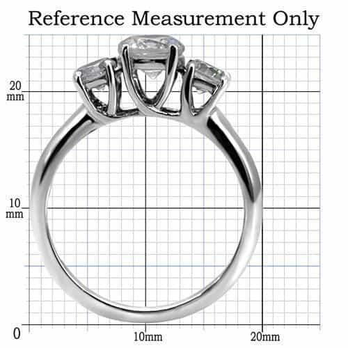 Stainless Steel CZ Round Three Stone Ring view 4