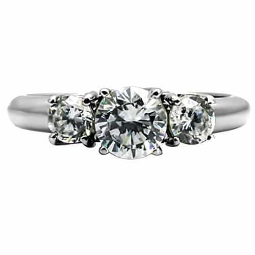 Stainless Steel CZ Round Three Stone Ring view 6