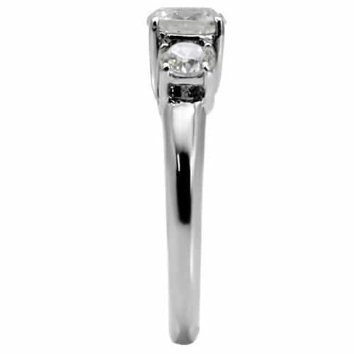 Stainless Steel CZ Round Three Stone Ring view 10