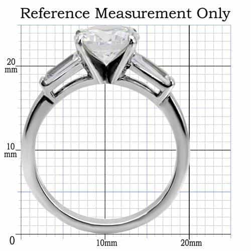 Stainless Steel CZ Round Solitaire Baguette Ring view 4