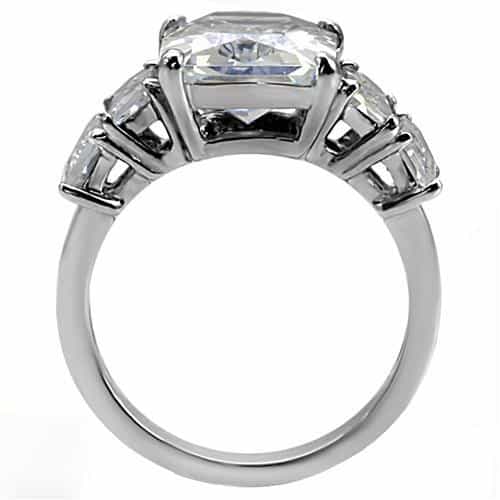 Stainless Steel CZ Princess Cut Trillion Ring view 8