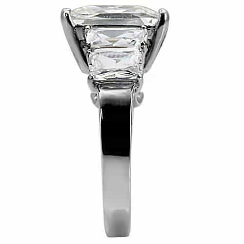 Stainless Steel CZ Princess Cut Trillion Ring view 10