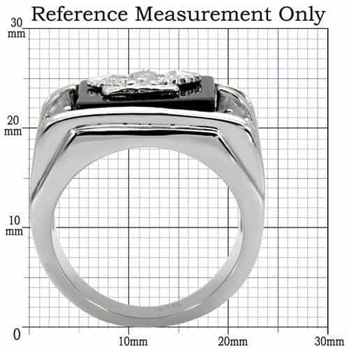 Stainless Steel Black Onyx Eagle CZ Military Signet Ring view 4