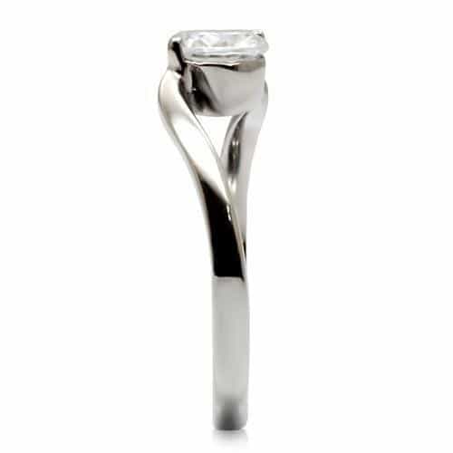 Stainless Steel CZ Tension Set Solitaire Ring view 10
