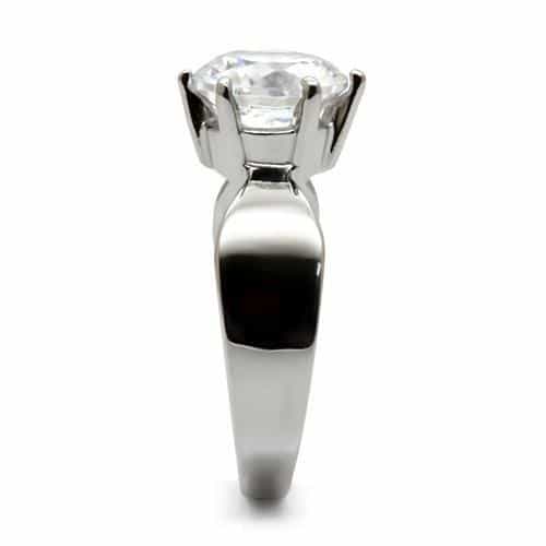 Stainless Steel CZ Round Solitaire Wide Band Ring view 10