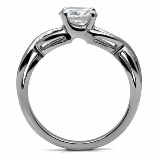 Stainless Steel CZ Round Solitaire Infinity Band Ring view 8
