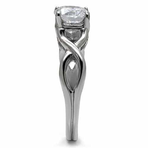 Stainless Steel CZ Round Solitaire Infinity Band Ring view 10