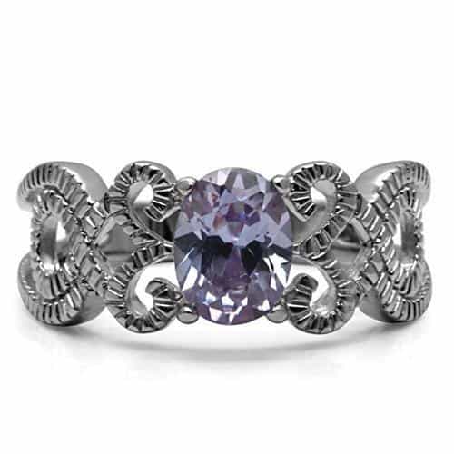 Stainless Steel Lavender Oval Filigree Scroll Ring view 6
