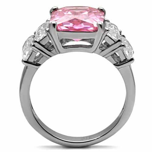 Stainless Steel Rose CZ Ring Rose view 4