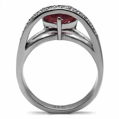 Stainless Steel Ruby CZ Ring view 4