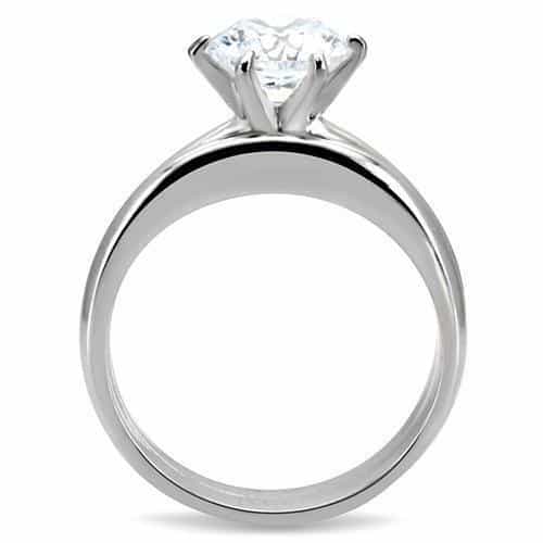 Stainless Steel CZ Round Solitaire Bridal Set Ring view 8