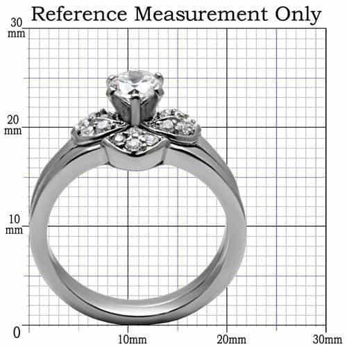 Stainless Steel CZ Petal Cluster Bridal Set Ring view 4
