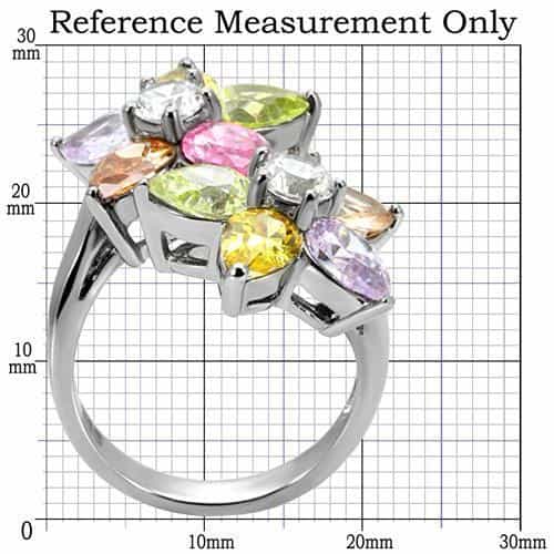 Stainless Steel Rose Gold Multi Color Crystal Flower Cluster Ring view 8
