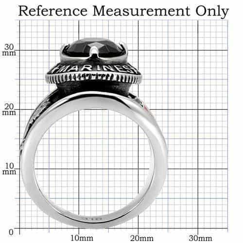 Stainless Steel United States Marines Blue Sapphire Mens Ring view 4