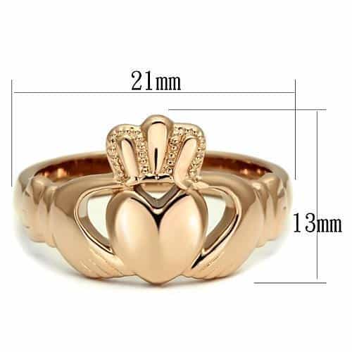 Stainless Steel Rose Gold Claddagh Ring view 4