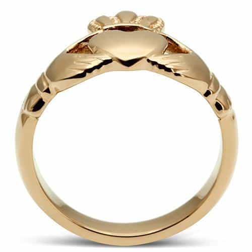 Stainless Steel Rose Gold Claddagh Ring view 6