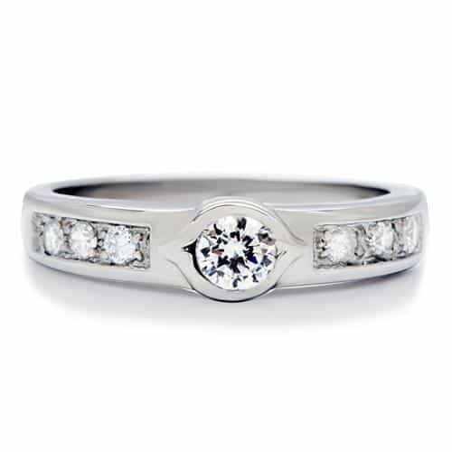 Stainless Steel CZ Round Bezel Channel Band Ring view 6