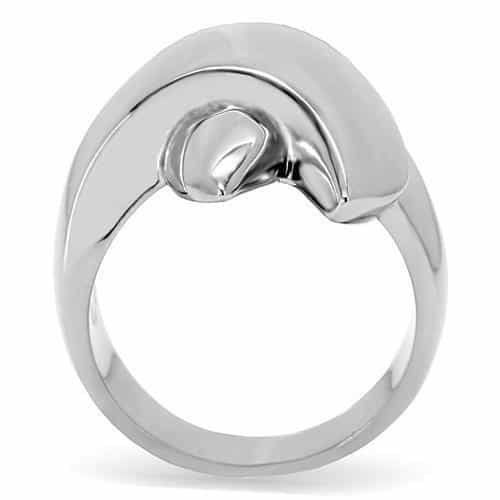 Stainless Steel Polished Flame Tulip Wide Band Ring view 8