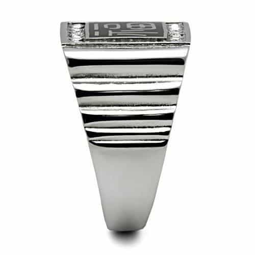 Stainless Steel Silver CZ Halo Chinese Fortune Character Ring view 8