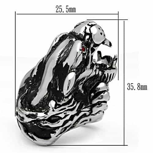 Stainless Steel Silver Red Eye Dragon Wrap Biker Ring view 4