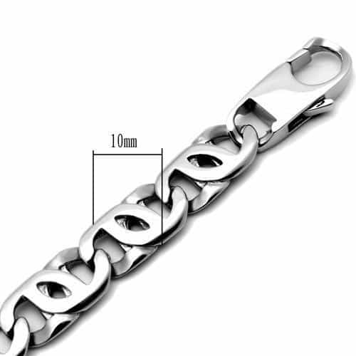 Stainless Steel Silver Polished Figaro Link Bracelet view 6