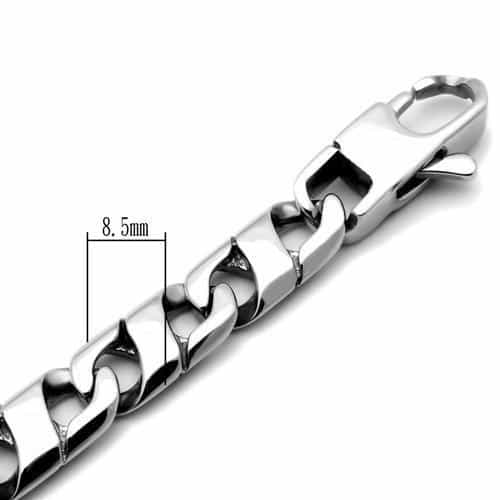 Stainless Steel Silver Polished CZ Bezel Figaro Link Bracelet view 6