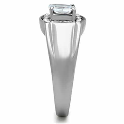 Stainless Steel CZ Round Bezel Halo Pave Wide Mens Signet Ring view 8