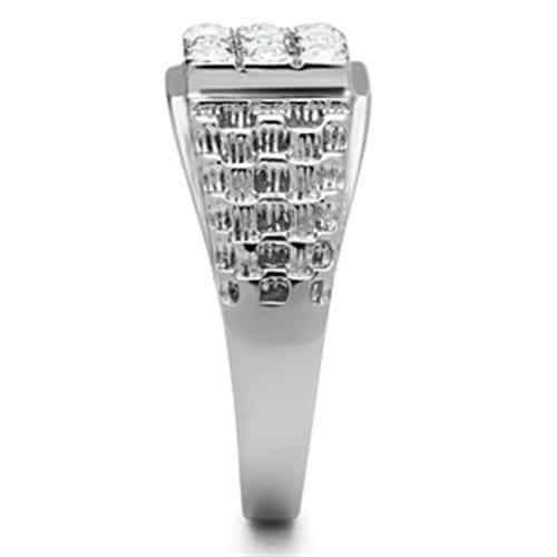 Stainless Steel CZ Round Baguette Channel Pave Wide Mens Ring view 8