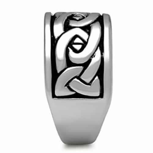 Stainless Steel Silver Celtic Knot Carved Wide Band Ring view 8