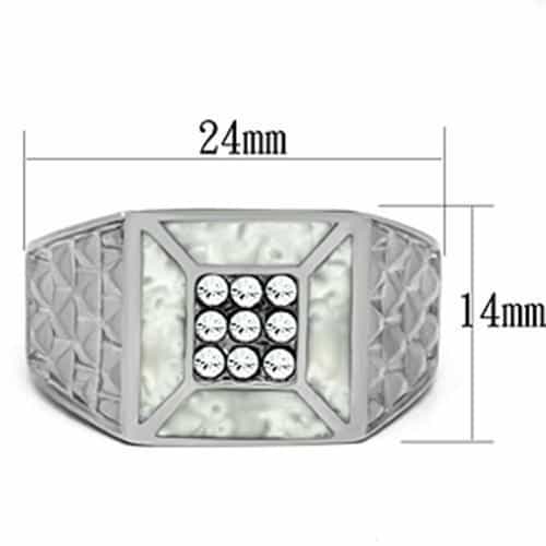 Stainless Steel Silver CZ Pave Faceted Diamond Mens Signet Ring view 4