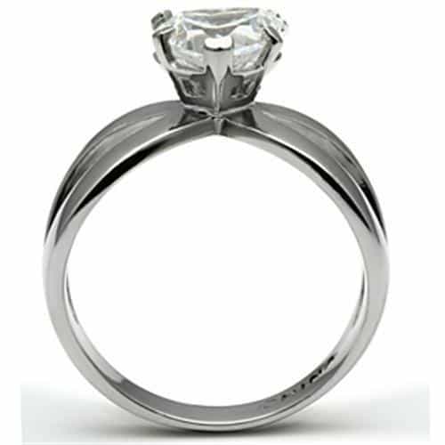 Stainless Steel Silver CZ Heart X Crossover Solitaire Ring view 6